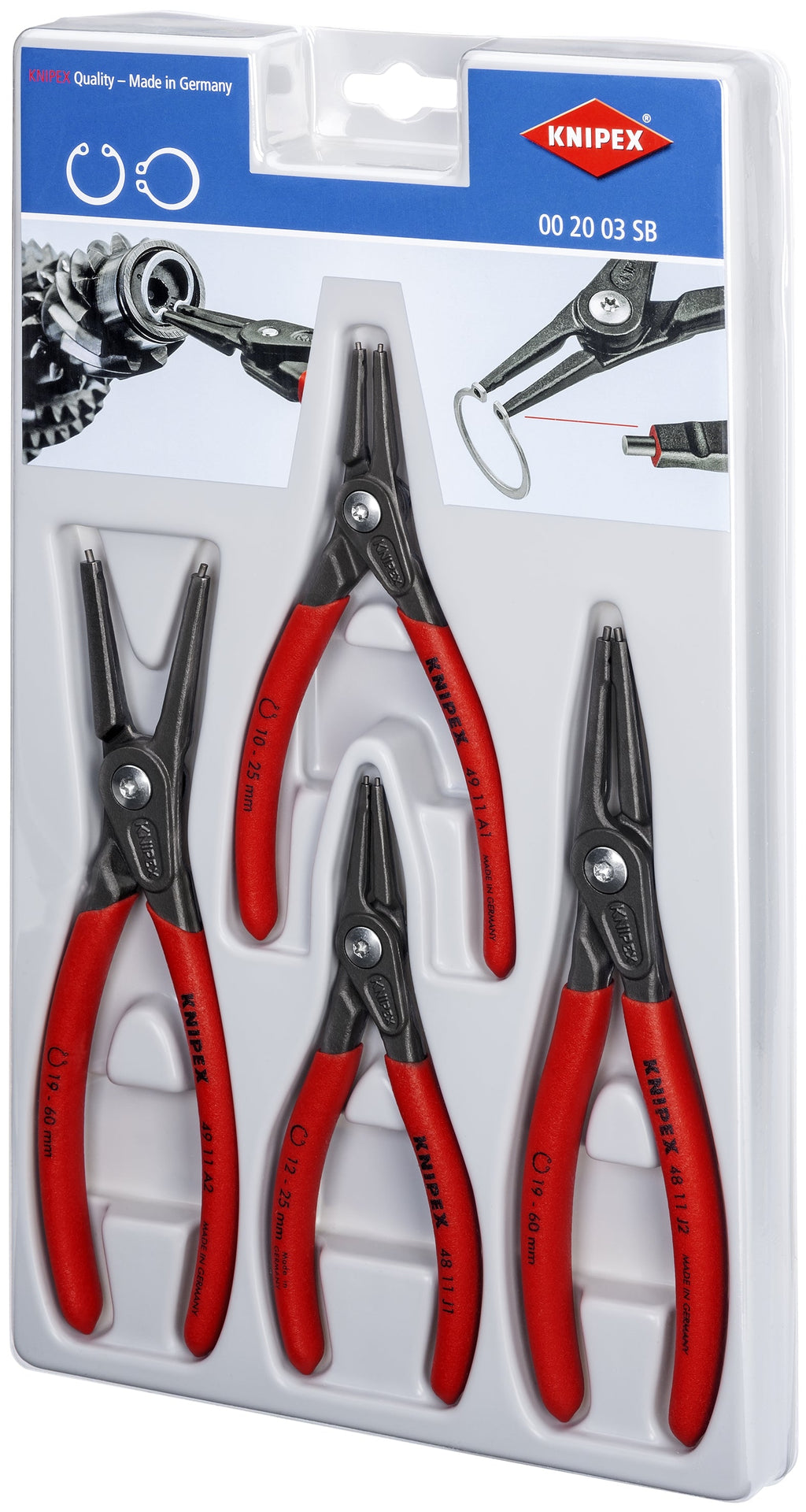 Knipex Precision Circlip Snap Ring Pliers Set 4 Piece 00 20 03 SB