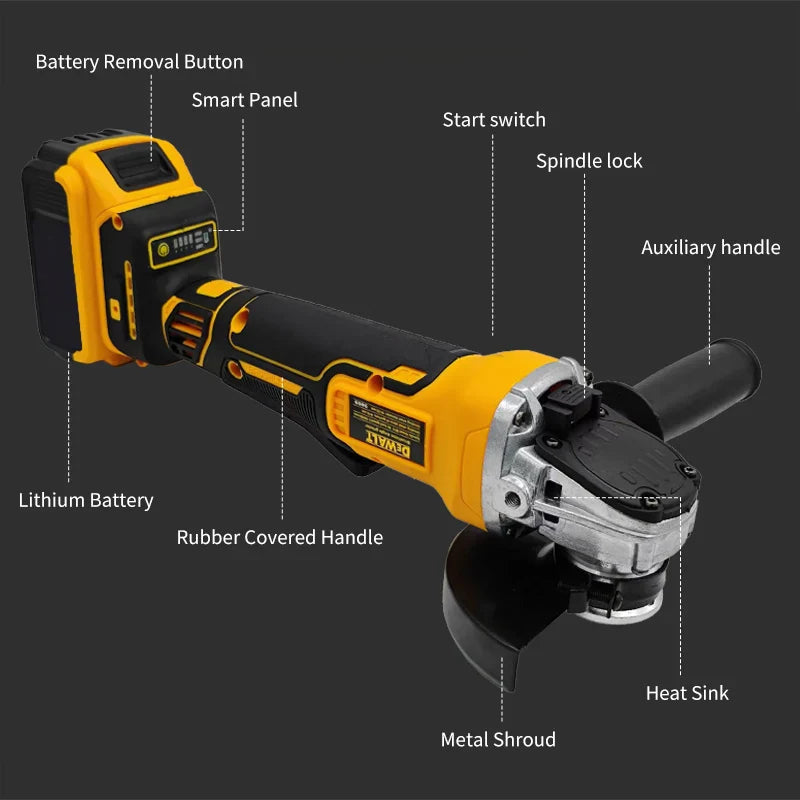 DEWALT LightningCut 9000 — Cordless Brushless Angle Grinder Beast for 125/100mm Precision Cutting & Polishing