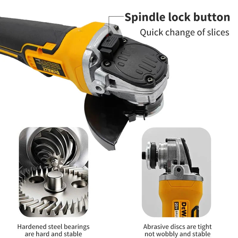 DEWALT LightningCut 9000 — Cordless Brushless Angle Grinder Beast for 125/100mm Precision Cutting & Polishing